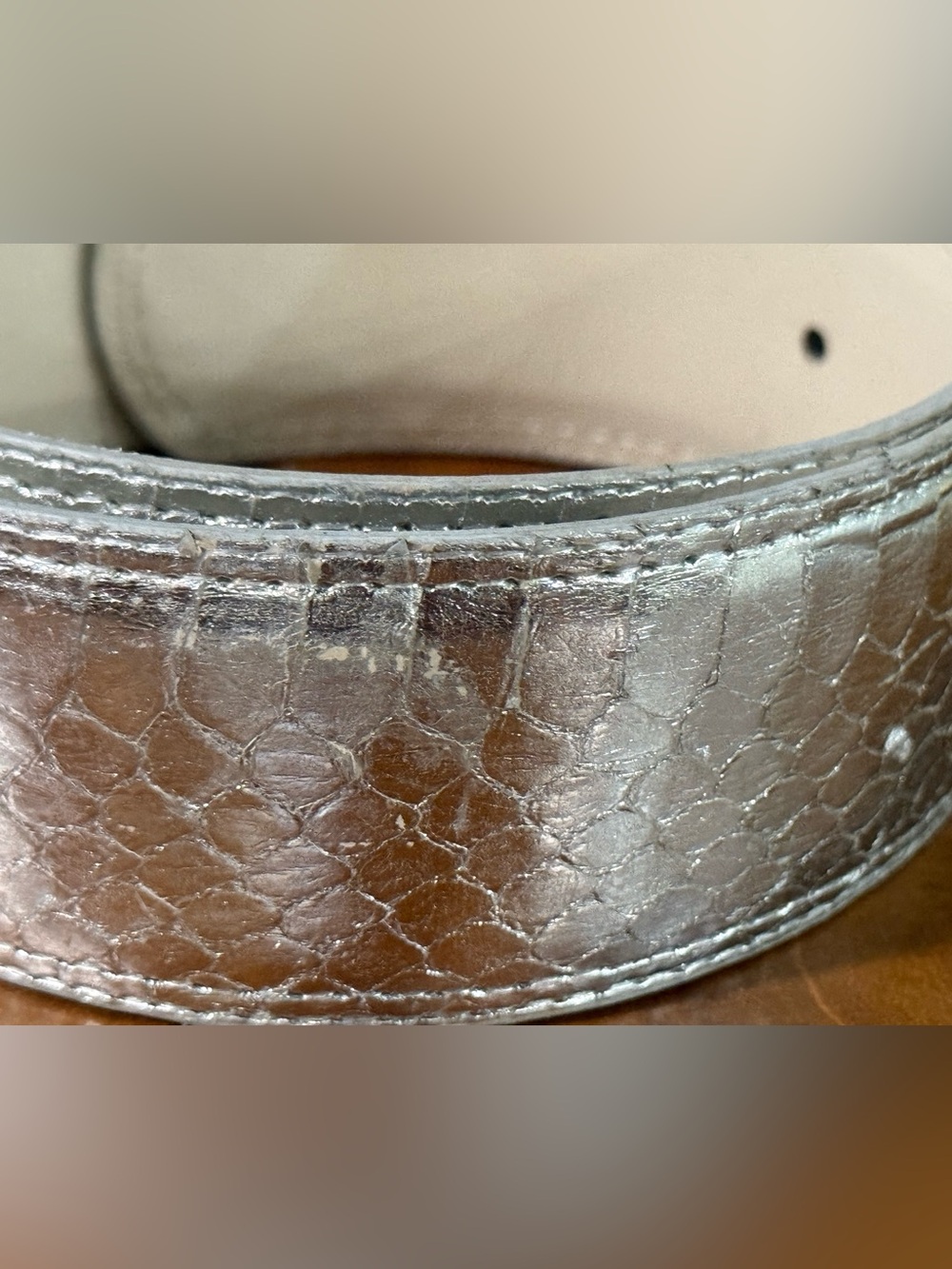 Vintage Metallic Silver Snakeskin Belt by The Ritz Accessory Collection - Picture 4 of 4